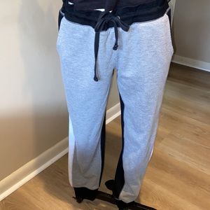 Black, gray and white warm sweatpants